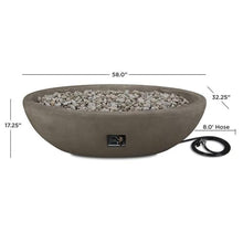 Bowery Hill Large Oval LP Metal Fire Bowl, Glacier Gray Finish, 58 x 32.5 x 17.25 in, Durable MGO Construction, Electronic Ignition, Adjustable Flame, Outdoor Propane Fire Pit for Patio or Backyard