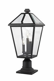 Z-Lite 3 Light Outdoor Pier Mounted Fixture 579PHBR-533PM-BK, Clear Beveled