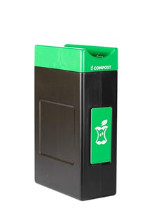 Avante™ Series Made in The USA, Black Compost Container, 30-Gallon Narrow, Green Compost Panel, Green Lid, Open Top, Liner Included
