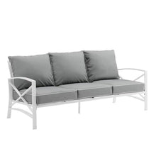 Afuera Living Transitional Outdoor Metal Sofa, Gray Finish, Weather-Resistant Steel with Solution-Dyed Polyester Cushions, Removable Covers, Seats 3, 79 in Wide for Patio or Garden Lounge Use