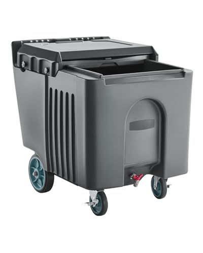 VEVOR Commercial Ice Bin, 125 lbs Portable Ice Caddy, 31.5 x 22.8 x 29 inch Insulated Ice Carrier with 4 Wheels and Flip Lid, Large Ice Bin for Catering, Kitchens, Bistros, Restaurants, and Bars