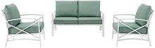 Crosley Furniture Kaplan 3-Piece Outdoor Loveseat Set White with Mist Cushions