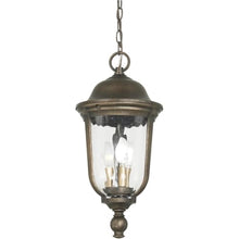 Minka Great Outdoors 73246-748 Havenwood - 3 Light Outdoor Chain Hung Mount, Tavira Bronze/Alder Silver Finish with Clear Hammered Glass