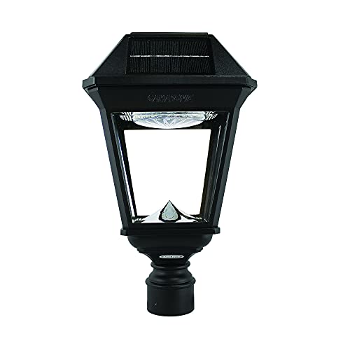 Gama Sonic Solar Lamp Post Light Outdoor - 300 Lumens - IP65 Waterproof - Dual Color Temp - 3-Inch Fitter - Cast Aluminum Mount