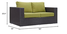 Modway Convene Wicker Rattan Outdoor Patio Loveseat in Espresso Peridot