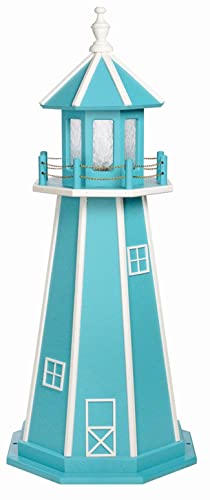 4' Standard Aruba Blue and White Poly Lighthouse, Solar Light