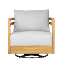 Merax Outdoor Patio Swivel Acacia Wood Chair with 360° Rotation, Water-Resistant Thick Cushions & Removable Cover, 400 Lbs Weight Capacity Lounge Chair for Deck, Backyard, Garden, Teak + Gray