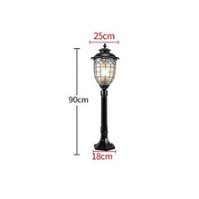 Lights Outdoor Stripe Glass High Pole Light Lantern E27 Retro IP55 Waterproof Outdoor Street Post Light Lawn Garden Metal Aluminum Pillar Light Park Path Lighting Column Lamp Stadium (Color : Black)