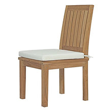 Side Dining Chair and Table Set, Wood, Natural White, Modern, Outdoor Patio Balcony Cafe Bistro