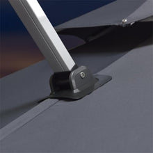 132 Double Top Square Umbrella With Solar Lights And Base In Ground,Gray