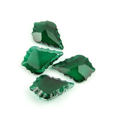 JUIYU Chandelier Crystal Prisms Pendants Crystal Maple Leaf Zircon Green Glass Lighting Chandelier Prism Parts Pendants Crystals Lighting Lamp Replacement Parts (Color : 100pcs, Size : 76mm)