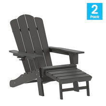 Flash Furniture HDPE Indoor/Outdoor Adirondack Chair, Gray, 2-Pack