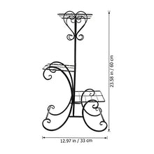 3 Tier Iron Plant Stand Flower Pots Rack Display Shelf Home Decoration Potting Ladder (Color : Black, Size : 60.00X33.00X17.50cm)