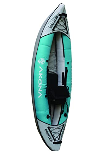 AKONA Inflatable Kid's Kayak Single Seater Drifter White Blue