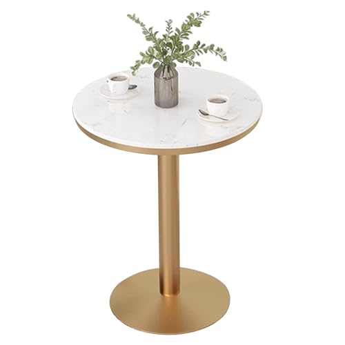 LWZBBGS Outdoor Patio Side Table, Round White Marble Top Table Cocktail Bar Table Restaurant Bistro Table End Table Coffee Meeting Table Conference Table Small Modern Nightstand