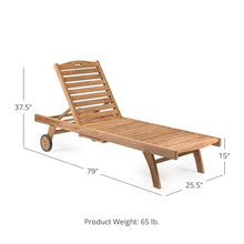 TITAN GREAT OUTDOORS Ash & Ember Hawthorne Grade A Teak Reclining Lounge Chair, Four Adjustable Backrest Positions, Pull-Out Tray, Outdoor Weather-Resistant Sun Chaise Lounger with Wheels
