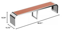 Outdoor Courtyard Park Bench, Stainless Steel Bracket | Plastic Wood Strip Backless Patio Seating, Courtyard Porch Outdoor Furniture (Size : 40X220CM)
