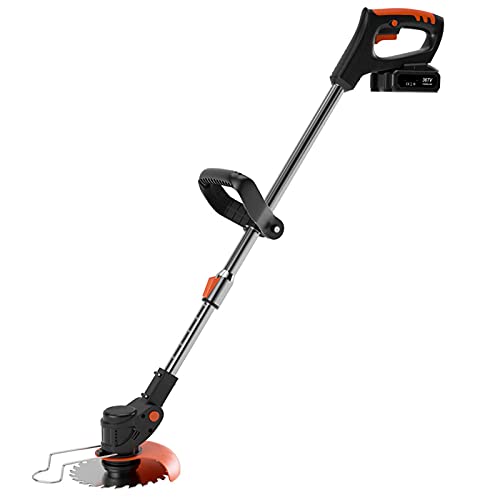AMYYTL Electric Lawn Mower 1800W Portable Battery Electric Rotary Lawn Mower Lightweight and ding Pruning Tools 6000mA Battery Adjustable Head Telescopic Handle 2 Batter