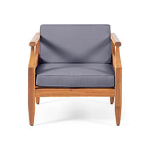 Christopher Knight Home Aston Outdoor 5 Seater Sectional Chat Set with Club Chair - Acacia Wood - Teak/Dark Gray