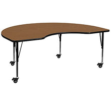 Flash Furniture Wren Mobile Kidney Oak Activity Table Height Adjustable