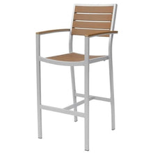 Home Square Aluminum Patio Bar Stool Set of 3 Silver Frame & Teak Seat