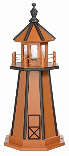 3' Standard Cedar and Black Hybrid Lighthouse, Standard Lighting