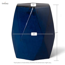 Emissary 22in Glossy Glaze Blue Hexagon Stoneware Garden Stool