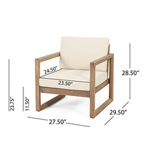 Seeheool Set of 2, Outdoor Acacia Wood Patio Club Chair, Wood Patio Furniture,Waterproof Thick Cushion Deep Seating for Porch, Garden, Backyard, Balcony, Brown Wash and Beige Cushion