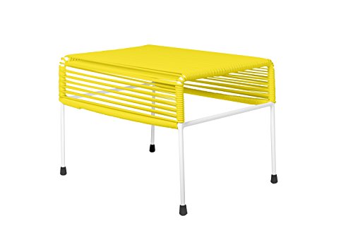 Innit Designs Adam Ottoman, Yellow Weave on White Frame