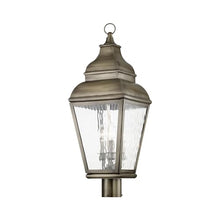 Livex Exeter Collection 2606-01 Transitional Three Light Post-Top Lantern Antique Brass
