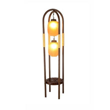 ZHONGCHENGWU Floor Lamp Vintage Iron Glass Shade Floor Lamp, Floor Lamp with Carved Base, Living Room Lamp Bedroom Bedside Ambient Light