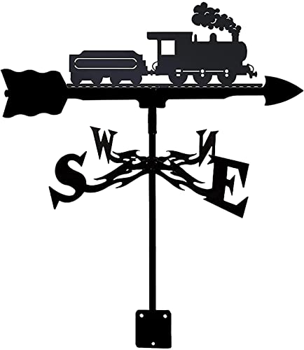 Weather Vanes Weathervane Measuring Tools Weathercock with Anti Rust Coating Stainless Steel for Durable Outdoor Gardens Houses Patio Lawns (Angler 2) (Train)