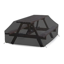 Covers & all Picnic Table Cover, 12 Oz Waterproof UV & Weather Resistant Protector, Outdoor Patio Table Bench Outside Furniture Cover with Air Vents & Drawstrings (98”L x 63”W x 37”H, Black)