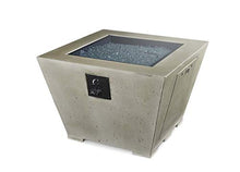 Outdoor GreatRoom Co Propane Fire Pit Table - Cove Gas Fire Pits for Outside Patio - 37 Inch Square Concrete Firepit Fire Table with Glass Tabletop Cover, Tempered Clear Gems, Riser Kit, 80,000 BTU