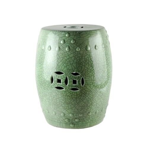 LINKIO Garden Stool Ceramic Garden Stool - Decorative Green Drum Cooler for Outdoor Use - Stylish Porcelain Embroidery Pier Stool Ottomans
