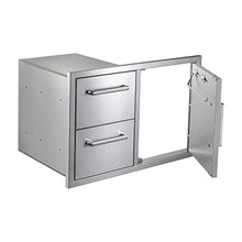 WHISTLER 33" x 22" Double Drawer and Door Combo for Outdoor Kitchen BBQ Island Stainless Steel Door and Outdoor Kitchen Drawer, Paper Holder Included