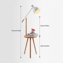 LUYOUBOZHU Floor Lamp Industrial Farmhouse Floor Lamp with Shelves, Iron Shade & Wooden Base(White)