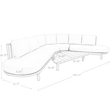 Merax Outdoor 5 Piece Half- Moon Sofa with Cushions, 1 Coffee Table
