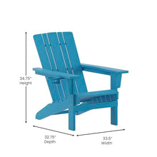 BizChair Adirondack Chairs Set of 4 with Cup Holders, Weather Resistant Poly Resin Blue