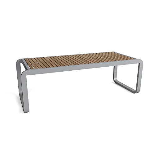 Anderson Teak TB-1041DT Monza Dining Metal Wood Table, Grit Grey & Honey Golden Teak