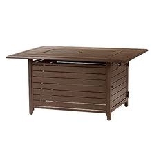 Oakland Living Rectangular 48 in. x 36 in. Aluminum Propane Fire Pit Table, Glass Beads, Two Covers, Lid, 57,000 BTUs in Brown Finish