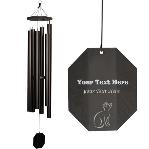 Lambright Chimes Dream Maker Engraved Wind Chime Personalized Memorial Gift, 64" Tall, Black - Amish Made in USA