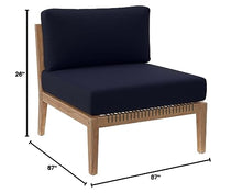 Modway Clearwater Outdoor Patio Teak Wood 5-Piece Sectional Sofa in Gray Navy