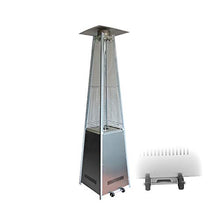AIZYR Pyramid Patio Gas Heater, Outdoor Free Standing Propane Heater with Wheels and Quartz Glass Tube for Indoors and Outdoors,Silver