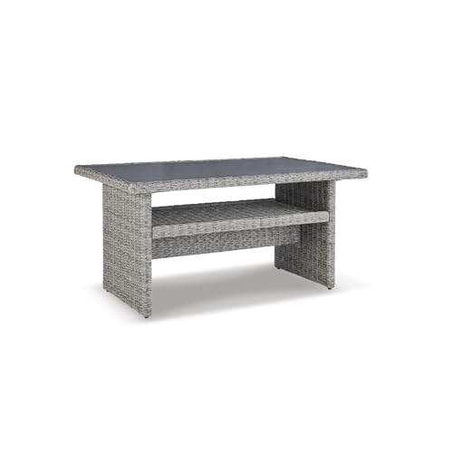 Signature Design by Ashley Naples Beach Contemporary Outdoor Rectangle Multi-Use Table, Light Gray