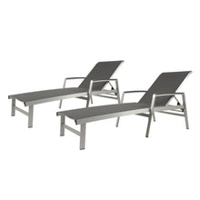 Hassyee All Weather Outdoor Chaise Lounge w/Aluminum Frame for Poolside, Sunbathing Lounger w/Mesh Seating for Balcony, Patio Reclining Sunbed w/Adjustable Backrest for Porch (Grey-Set of 2)