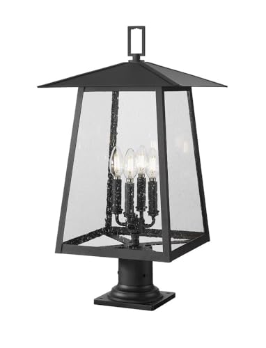 Z-Lite 5015PHBR-533PM Rainer 4 Light 27" Tall Post Light - Black