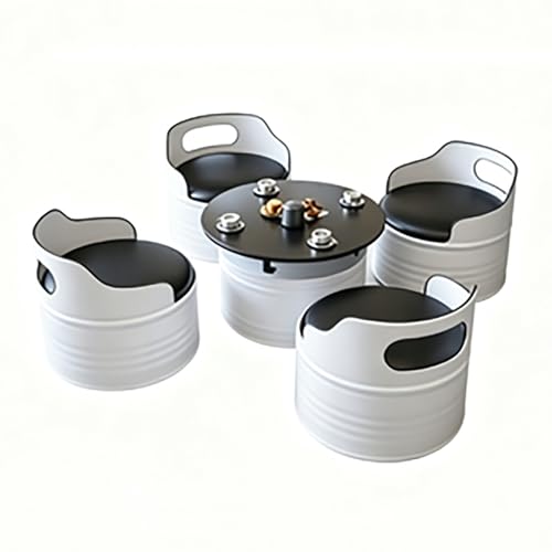 JOSOGO Outdoor Table and Chair Set, All-Weather PE Wicker/Metal Frame Bistro Furniture Set, Anti-Rust Space Saving Design for Courtyard Balcony(White 4A)