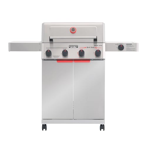 Monument Grills 4+1 Burner Stainless Steel 525 sq.in Propane Gas Grill, 49,000 BTU, Fast Assembly, Outdoor Mesa 2 Patio Grill with Broil Zone, Side Burner, Foldable Side Shelf, Mesa II 415BZ