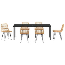 LKJVFCPW 7 Piece Garden Dining Set, Patio Furniture Table and 6 Chairs, Modern Brown Steel Outdoor Dining Group for Backyard, Deck, and Lawn